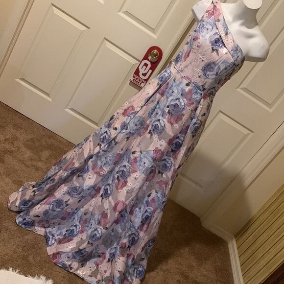 Aidan Mattox one shoulder ball gown violet multi. Size 6 - Picture 6 of 17